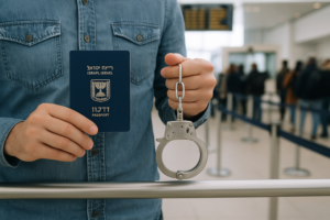 פגישת ייעוץ בין עורך דין ללקוח בנושא הגבלות נסיעה עקב רישום פלילי